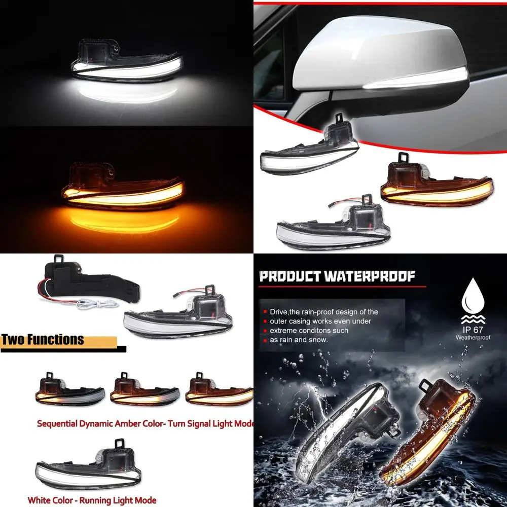 

Upgraded Sequential Turn Signal Lights for 2016-2023 Tacoma, 2019-2024 RAV4, 2020-2024 Highlander with Clear Lens and White & Am