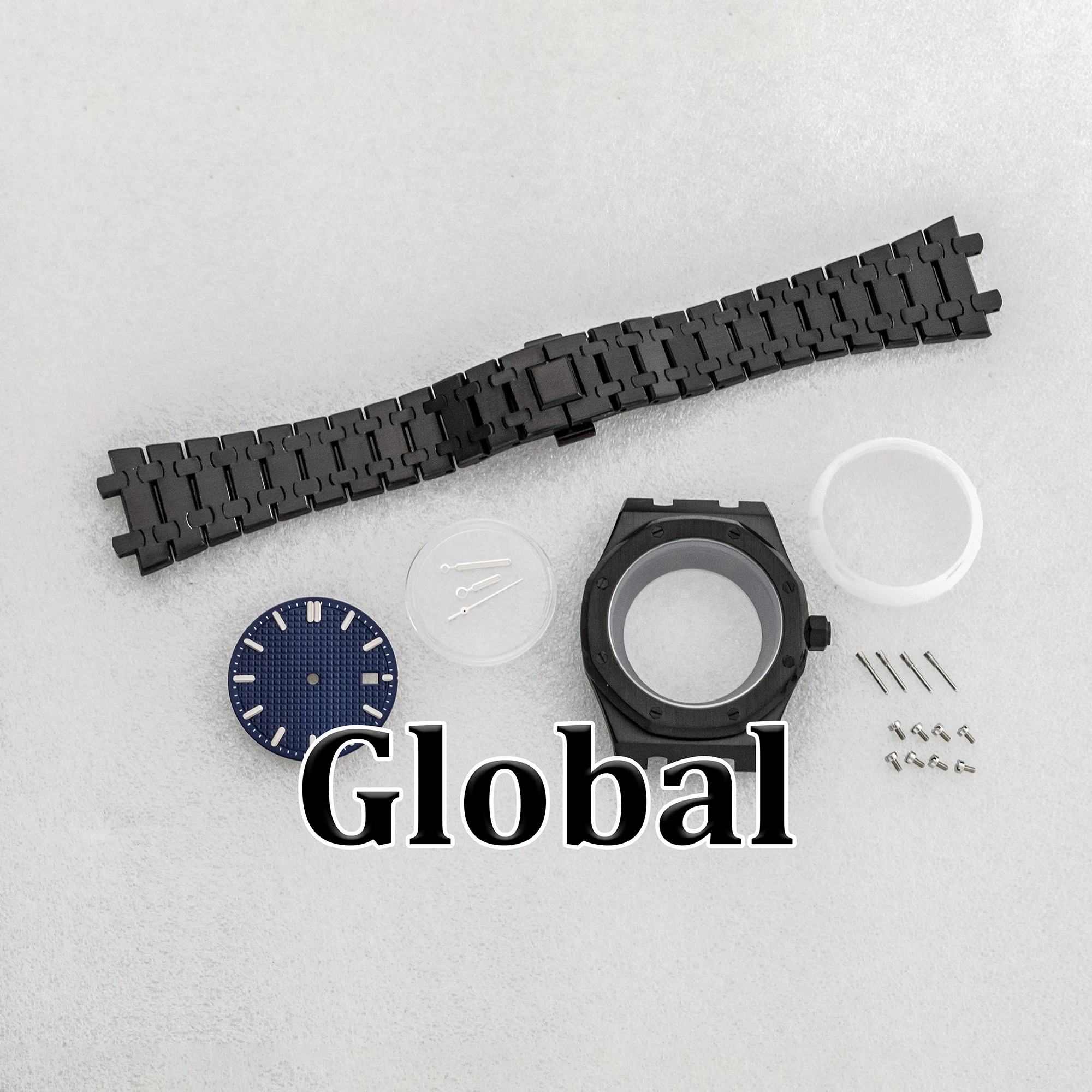 

NH35 Watch Case Silver Black Rose Gold for Royal Oak Stainless Steel Strap 10ATM Waterproof Glass Bottom MOD Watch Parts
