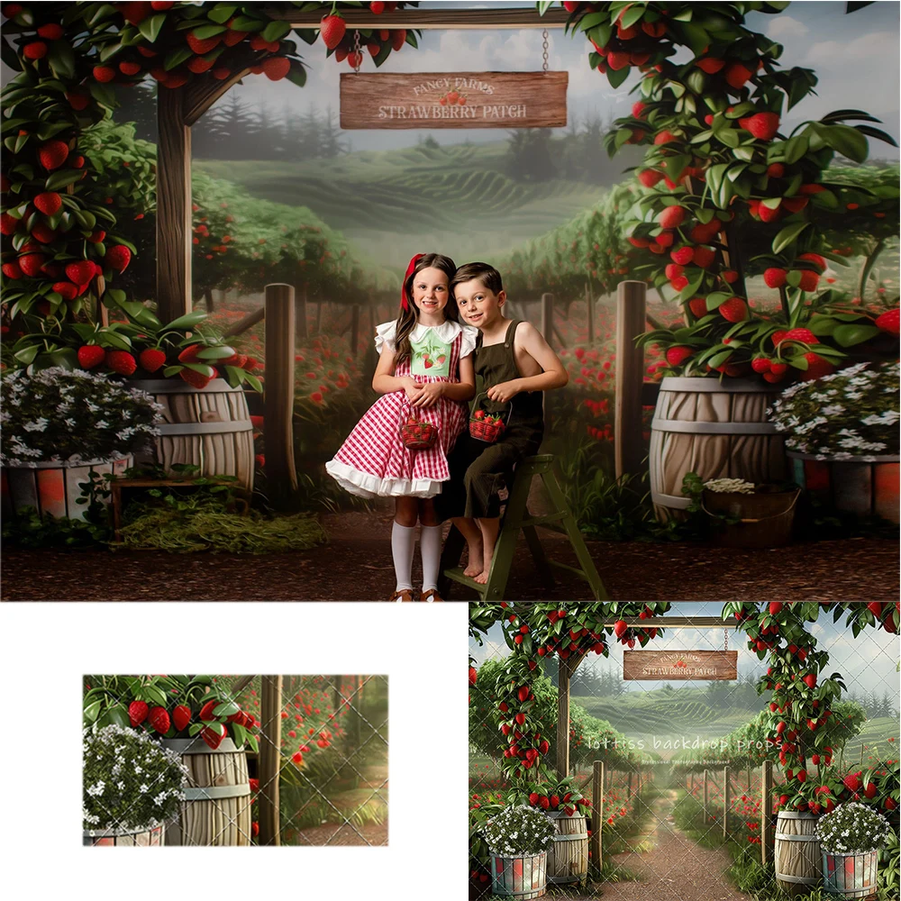 

Farms Strawberry Patch Backdrops Kids Baby Adult Photography Props Child Birthday Cake Samsh Summer Farmer Backgrounds