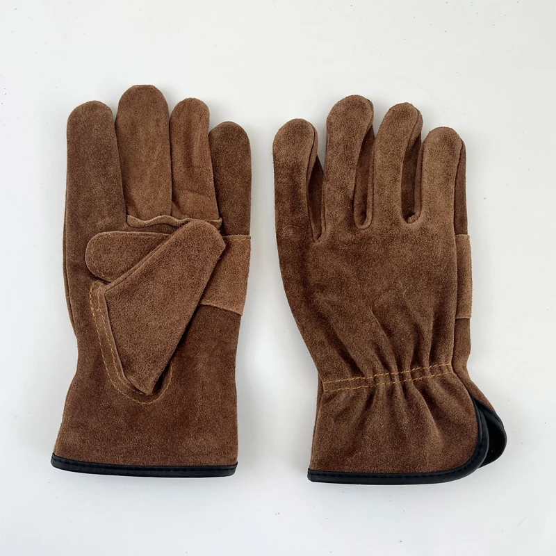 Guantes Protectores de cuero de vaca para exteriores, aislamiento térmico, anticorte, antiespesamiento, Camping, montañismo, soldadura de podar