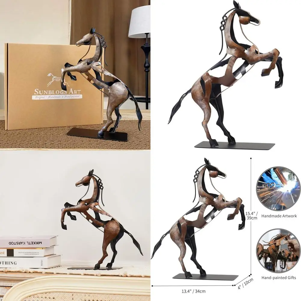

Vintage Brown Handcrafted Horse Sculpture - Metal Desk Art for Home or Office, Memorial Horse Gift