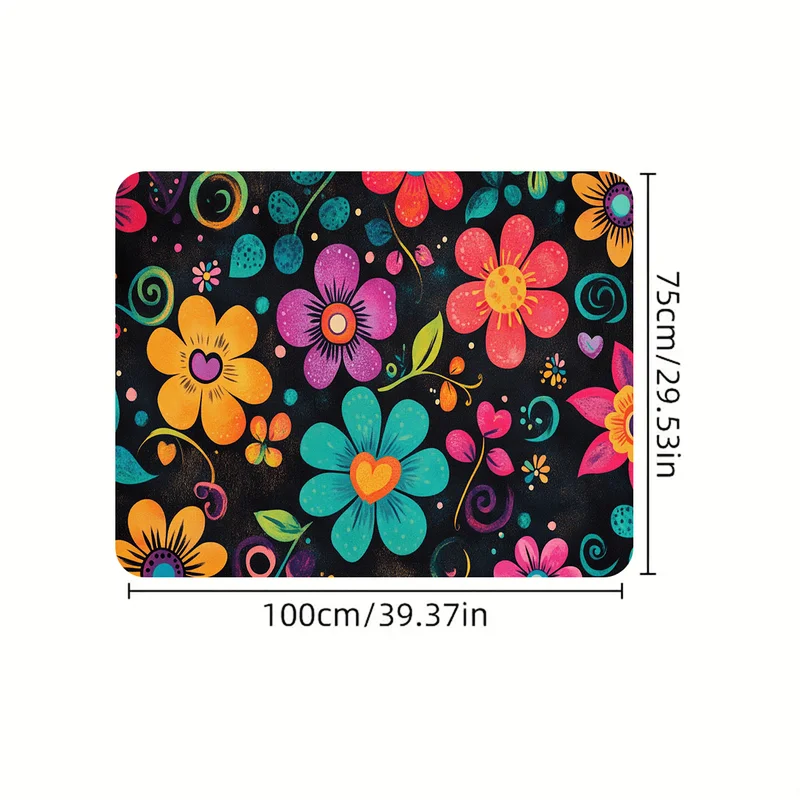 VIKAMA Boho Colorful Flower Printed Car Trunk Mat Non Slip Waterproof Floral Pattern SUV Rear Cargo Protector Mat