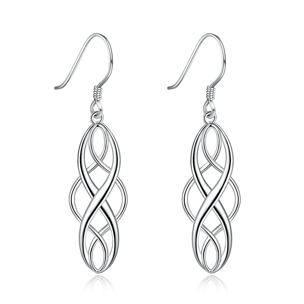 Ohrhänger mit keltischem Knoten aus 925er-Sterlingsilber, hängender Schmuck, Angelhaken für Damen – Detail 4