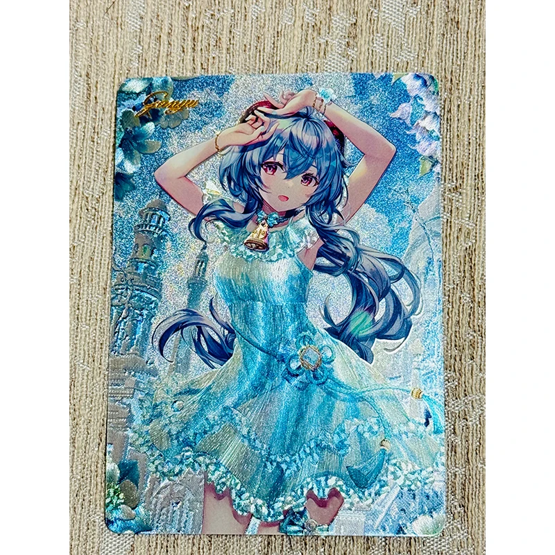 Anime Goddess Story Genshin Impact Coarse Flash Card Hu Tao Beelzebul Kamisato Ayaka Game Collection Birthday Christmas Gifts