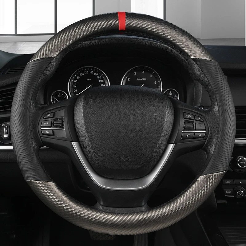 

Carbon Fiber Car Steering Wheel Cover 38cm Universal Steering Wheel Covers Steering Wheel Accessories Car Anti-Slip Handle Cover