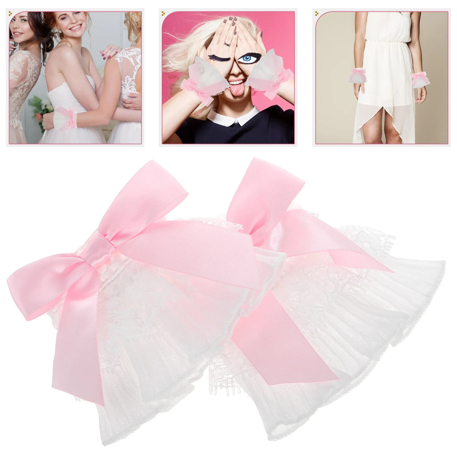 

Butterfly Bow Lace Cuffs Women Wrist H Photo Props Nail Lace Wrist Sleeves For Women Art Fake Sleeve Ruffled Edge Pleated Design