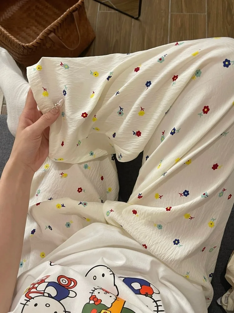 

Comfortable Texture Casual Home Girl's Sp Pants Long Pants Can Be Worn outside Air Conditioned Summer Cartoon Loose Walkin...