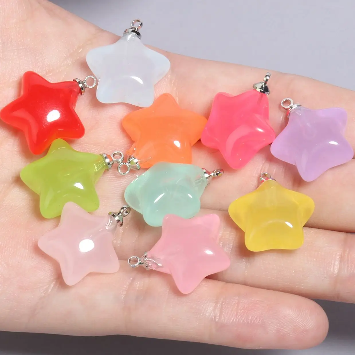 10pcs/lot Cute Resin Star charms pendants for phone pendant necklace earrings pet jewelry making diy Keychain parts 20x17.5mm