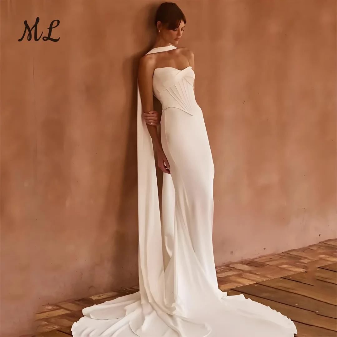 

ML Customized White Sweetheart Neckline Wedding Dresses Sleeveless Elegant Mermaid Bridal Gowns Court Train Wedding Gowns 2026