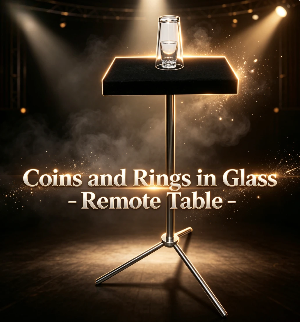 Coins and Rings in Glass Table Magic Tricks Remote Control Stage Illusion Gimmick Prop Professional Magician Close Up Accessory