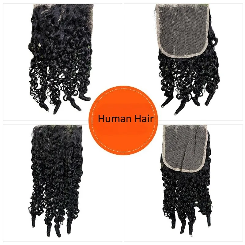جودة عالية 5x5 الدانتيل إغلاق عابث مجعد Hairbud اللون الطبيعي رقيق الشعر البشري كتلة البرازيلي عذراء ريمي كامل اليد النسيج