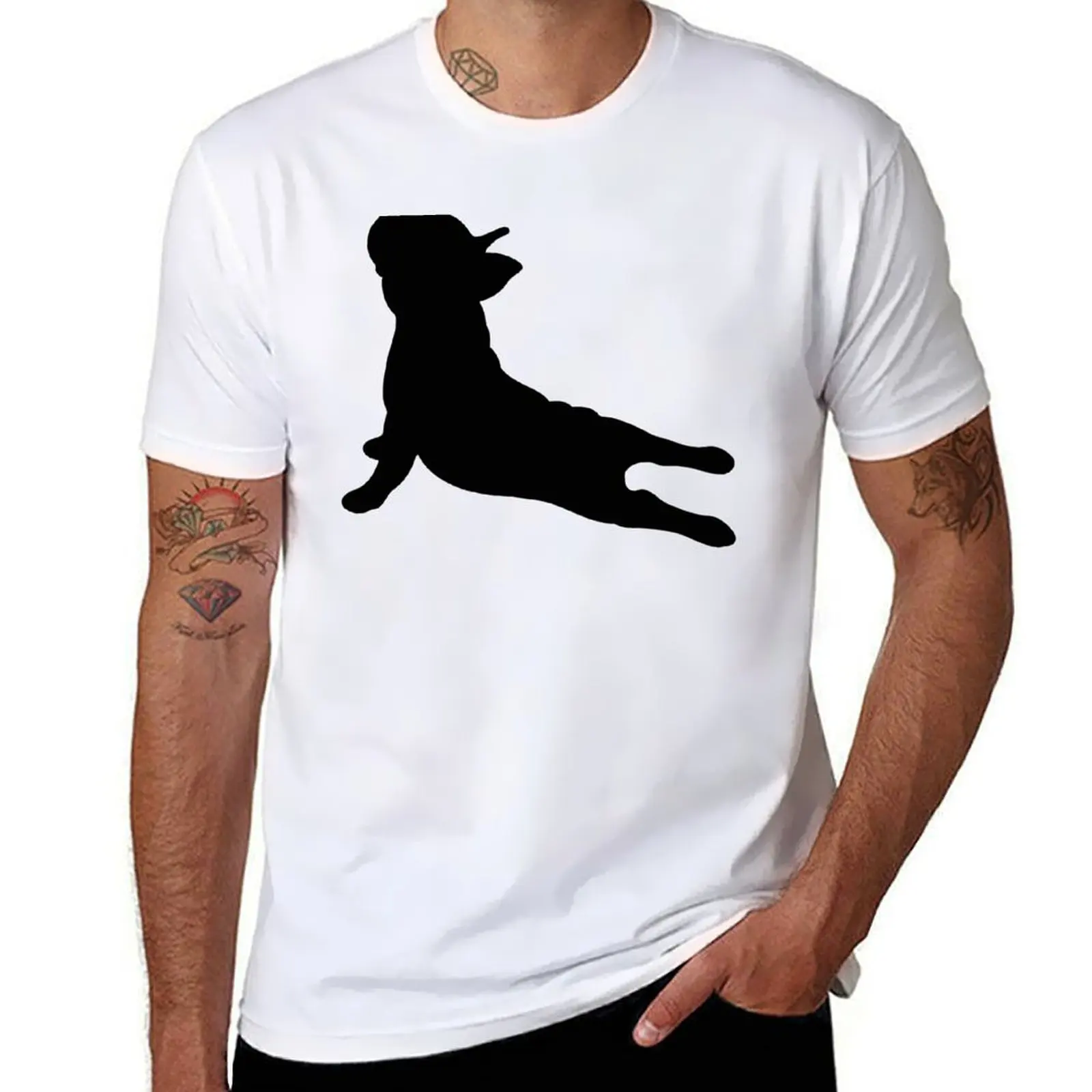

French black Bulldog Yoga T-Shirt t shirts for man cotton black cotton t-shirt plain for man package T-Shirt