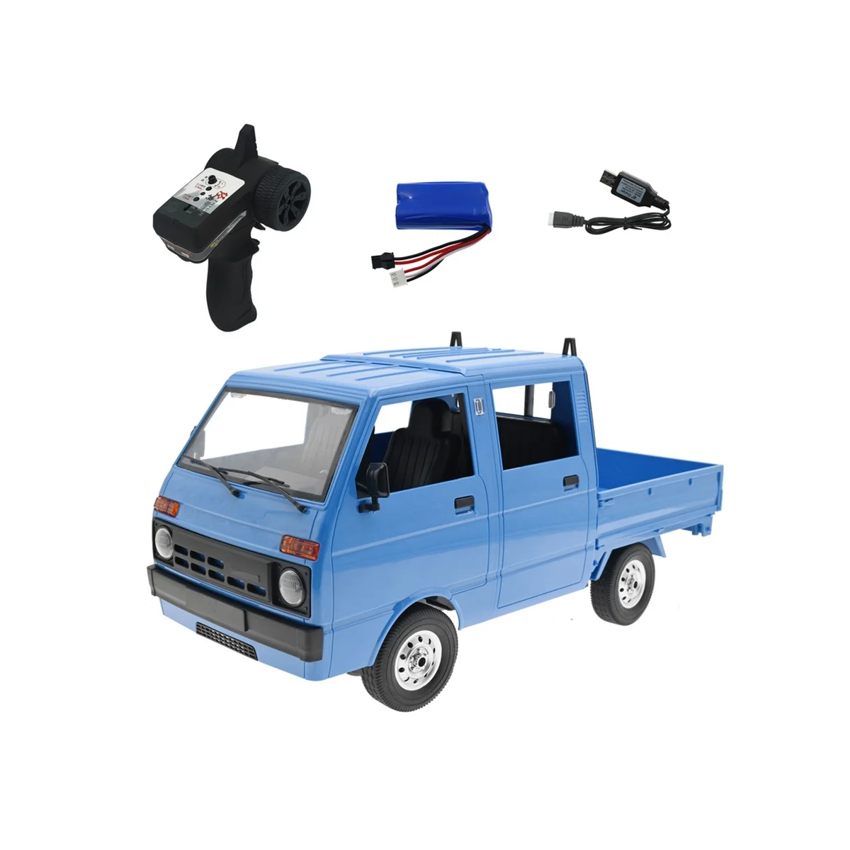 D32 1/10 2.4G 2WD RC Car Simulation Drift Truck Van, Lumière LED, Télécommande, Voiture sur route pour D32 TJ110, Bleu