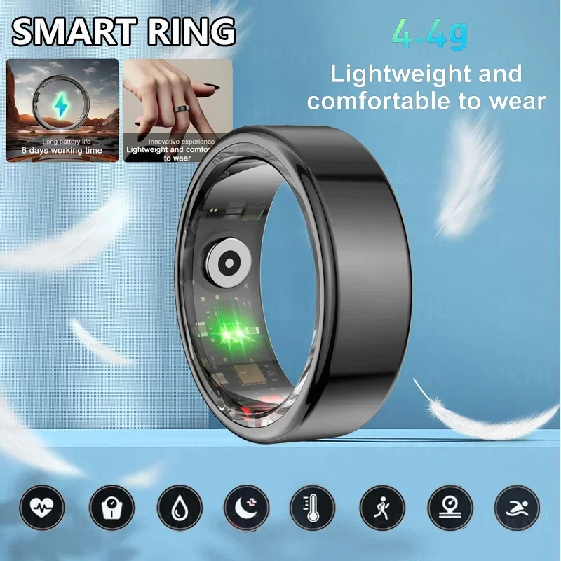 

For HUAWEI XIAOMI Men Smart Ring Military Grade Titanium Steel Shell Health Monitoring IP68 & 3ATM Waterproof Multi-sport Modes