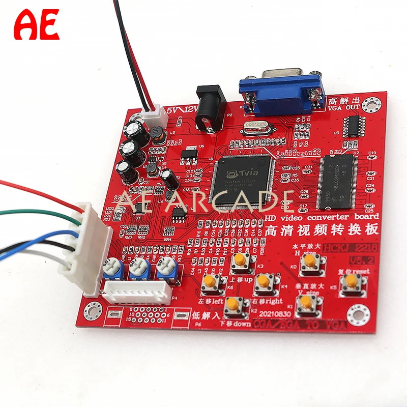 Professional RGBS CGA/CVBS/S-VIDEO to VGA Converter Retro Arcade Game Video Converter Board for CRT LCD PDP Monitor HD