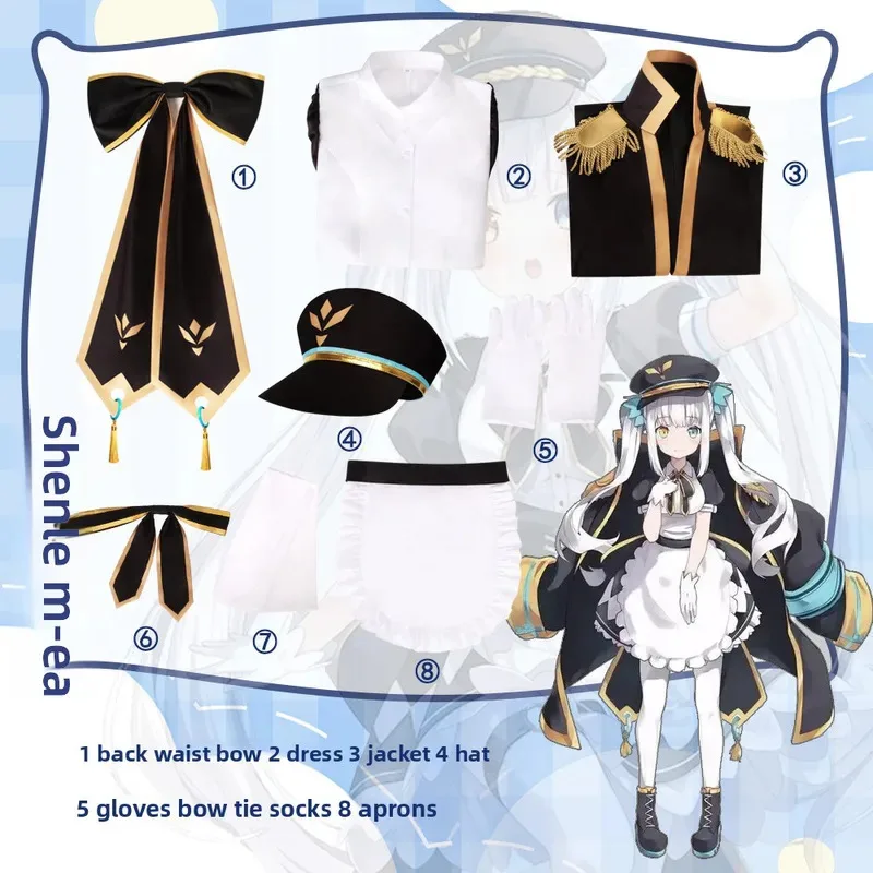 فستان تنكري من أنيمي YouTuber Hololive Mea قبعة الرأس للفتيات والنساء زي تنكري لحفلات الهالوين