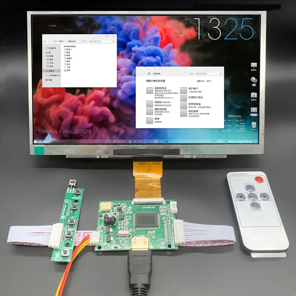 10.1 Inch 1024*600 Screen Display LCD Monitor For Lattepanda,Raspberry Pi Banana Pi Remote Control Driver Board HDMI-Compatible