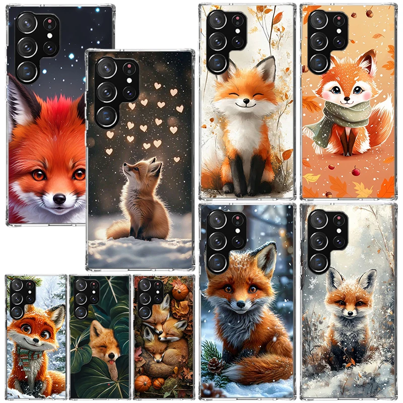 Funda de teléfono con diseño de zorro para Samsung Galaxy S26 S25 Edge S24 FE S23 S22 Ultra S21 Plus S20 + Art Fundas Back Cover Galaxy S25 Edge