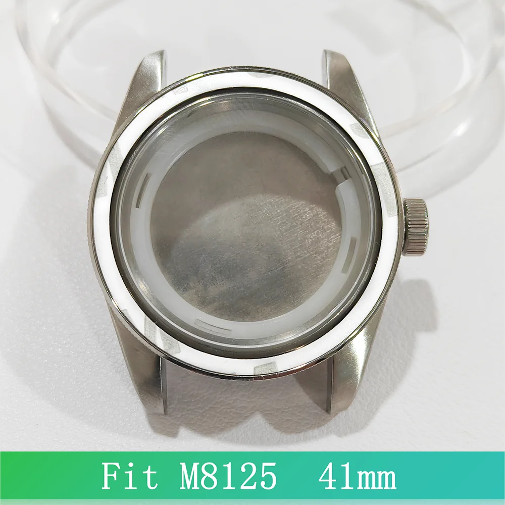 

For M8215 Case 41mm Solid 316L stainless steel Men's Steel Silver Sapphire Glass Case Watch Accessories 22mm Watchband