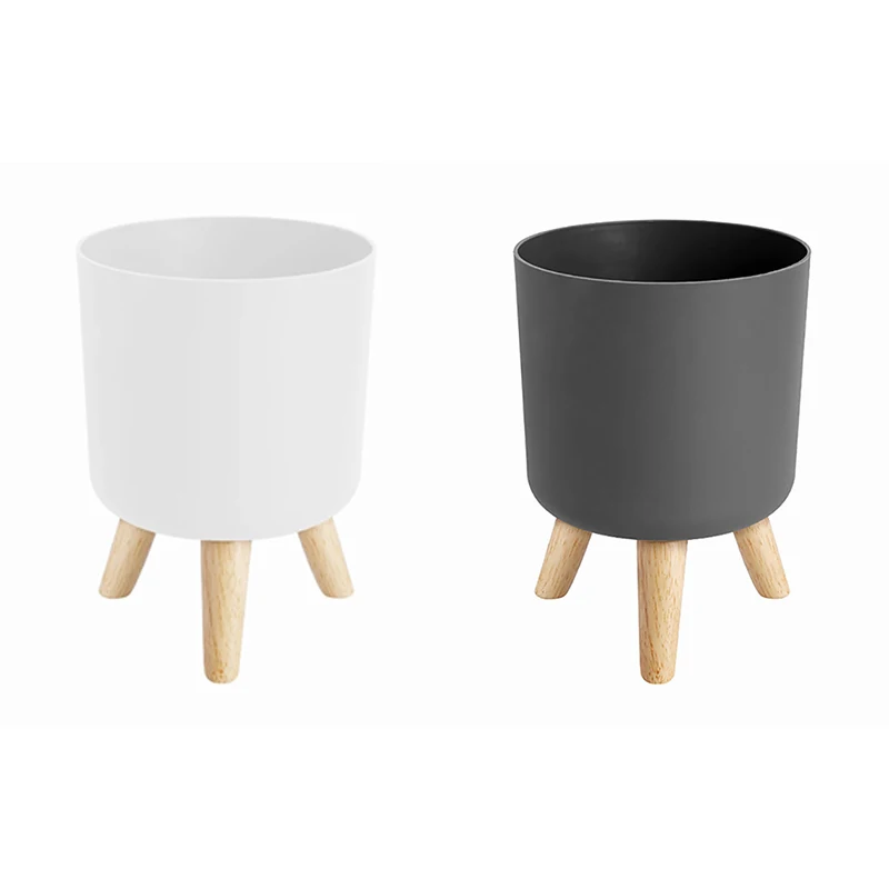 

Modern Plant Pots With Wooden Legs Holder Bedroom Living Room Floor Standing Potted Flower Pot Home Garden Planters