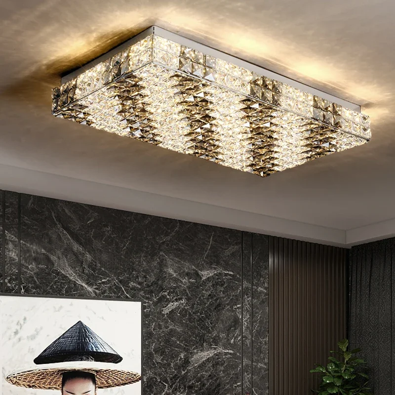 Modern Luxury K9 Crystal Led Ceiling Lamp Living Dining Room Bedroom Crystal Ceiling Chandelier Home Interior Lighting Fixtures