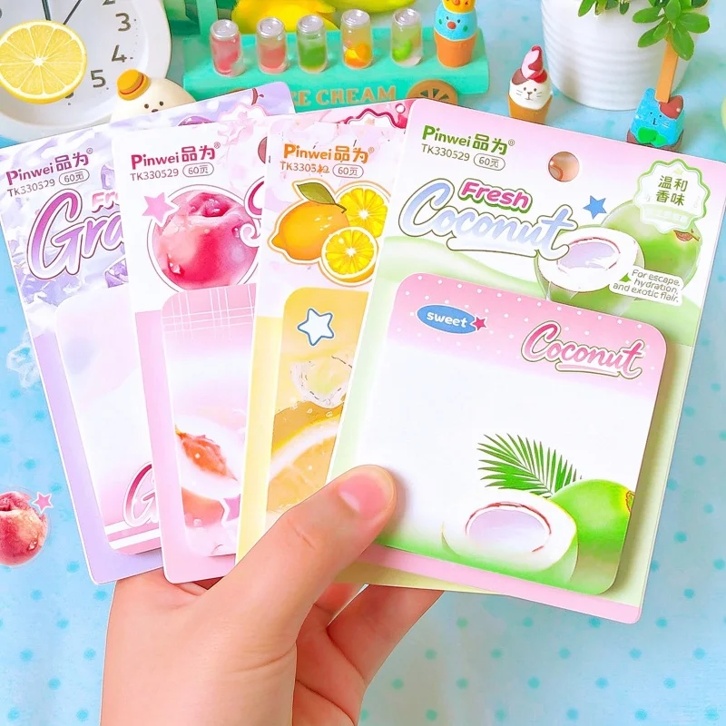 24pcs/lot Kawaii Lemon Peach Grape Fruit Memo Pad Sticky Notes Cute N Times Stationery Label Notepad Bookmark Post School Supply