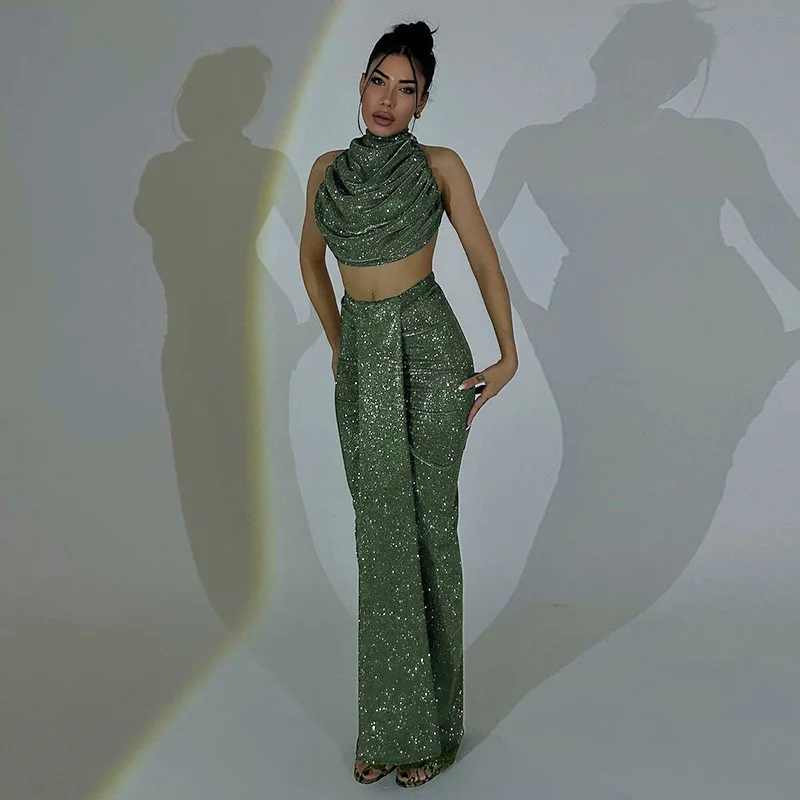 

Strap Thin Flash Pocket Collar Top, High Waist Sexy Hip Hugging Long Skirt Fashion Set
