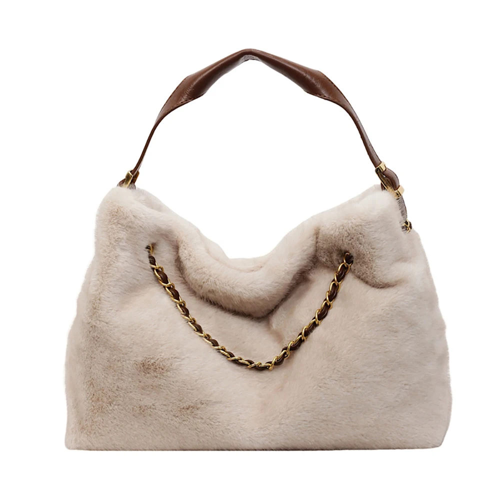 سلسلة الموضة حقيبة قطيفة المرأة الخريف الشتاء بلون لينة كل مباراة حقائب كتف واحدة التنقل اليومي التسوق مشبك حقائب اليد #6