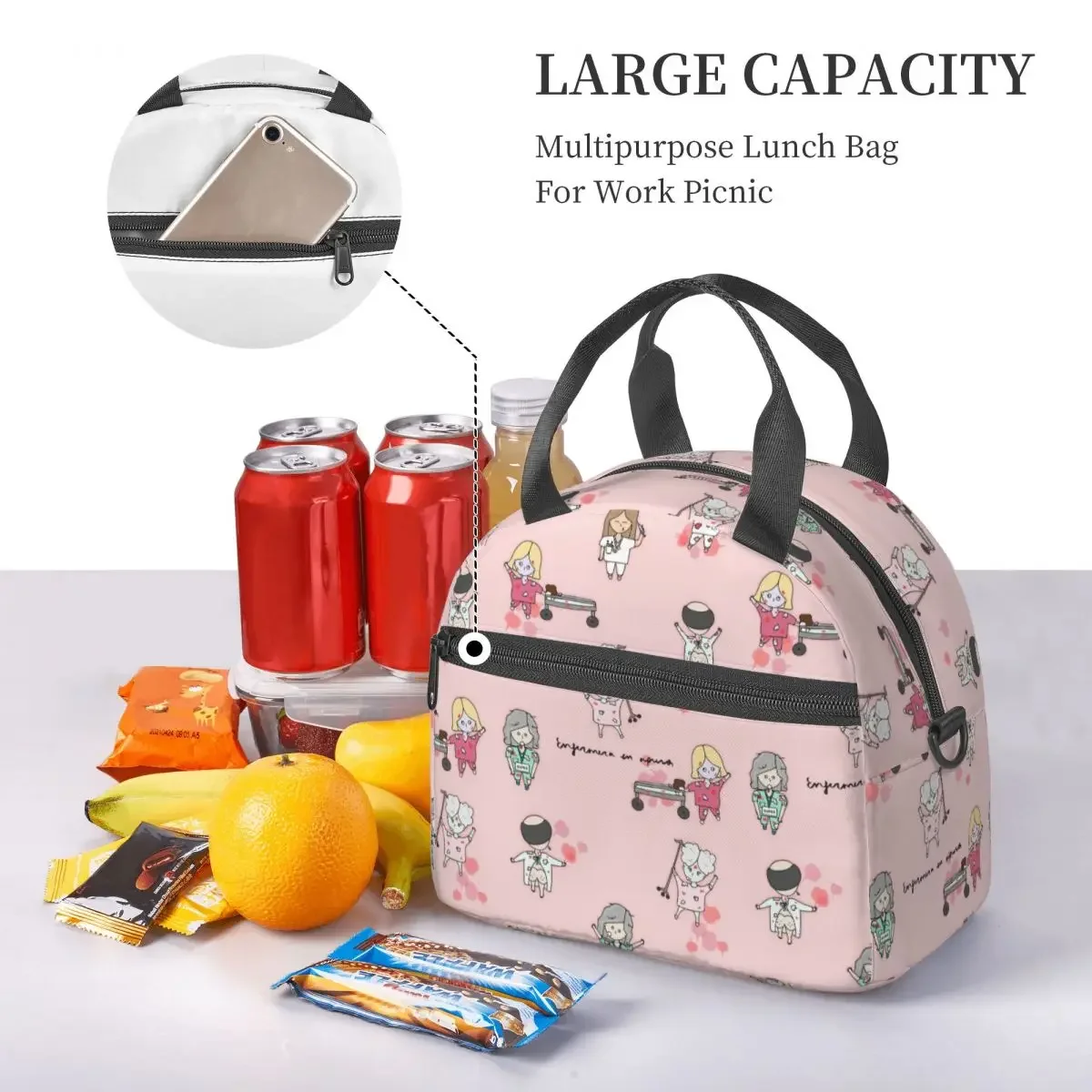 Large Insulated Lunch Bags With Adjustable Shoulder Strap Birthday Gift for Nurse Thermal Cooler Lunch Boxes