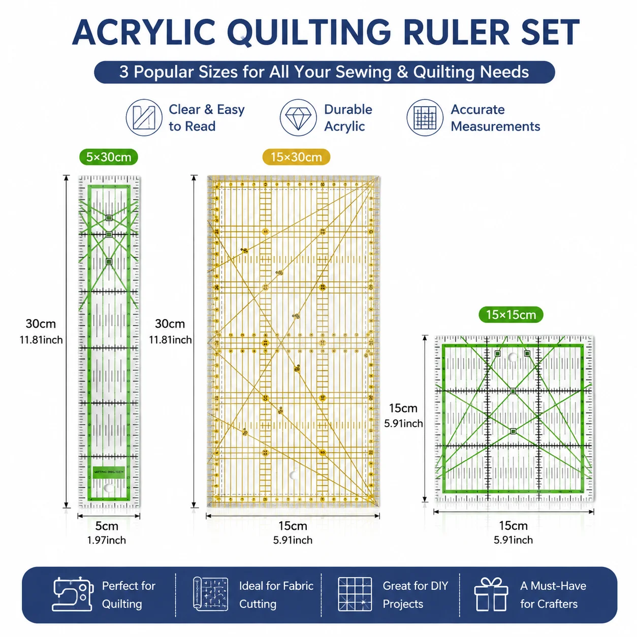 1pc Patchwork Ruler Quilting Tools Sewing Patchwork Rulers Fabric Cloth Cutting Ruler Drawing Ruler Tailor Sewing Accessories