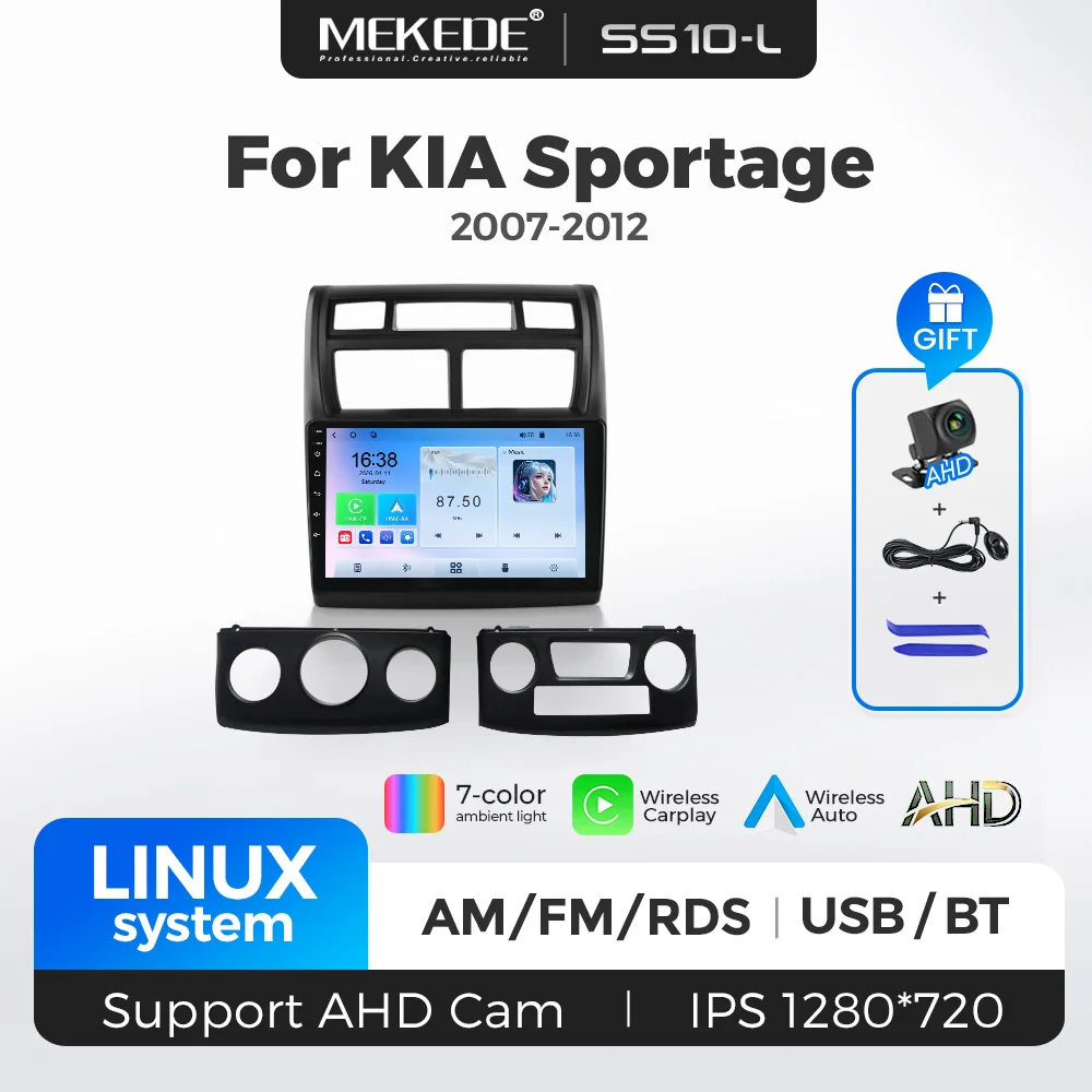 MEKEDE Linux System Intelligent car audio system For Kia Sportage 2 2007-2012 9inch Car Radio Carplay Central Multimedia Player