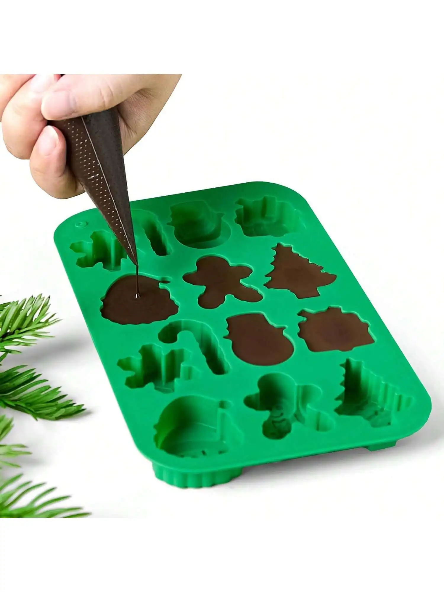 1-2 Stück Weihnachts-3D-Schneeflocken-Silikonformen für Schokolade - Bonbonformen für Gelee, Eiswürfel, unverzichtbare Backwerkzeuge für DIY-Weihnachtsprojekte – Detail 7