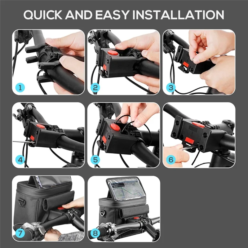 

AEF6-Wheel Up Bicycle Front Frame Bag Waterproof Touch Screen Mountain Bike Phone Holder Bag Handlebar Bag Cycling Front Storage