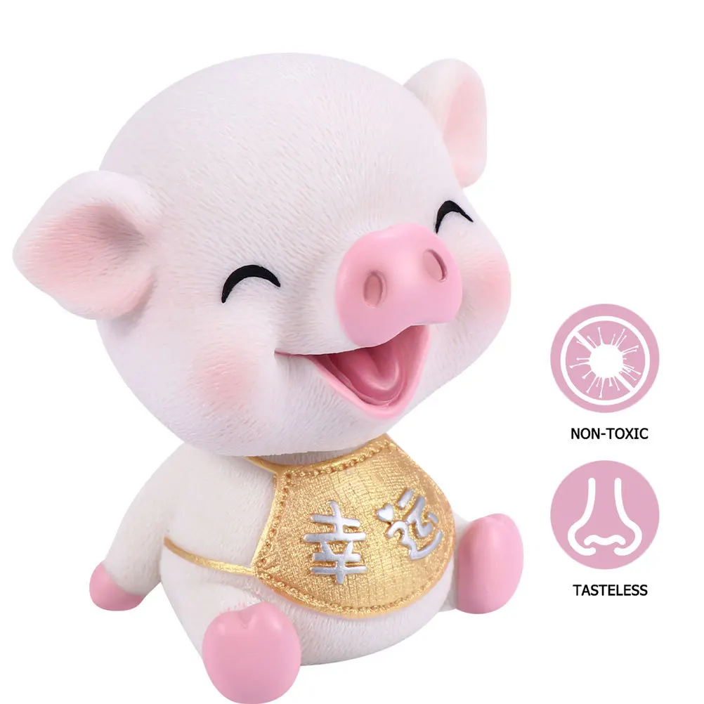 

1Pcs Shaking Head Pig Car Dashboard Ornament Resin Car Interior Mini Decoration Micro Landscape Accessories Squinting Pig Lucky