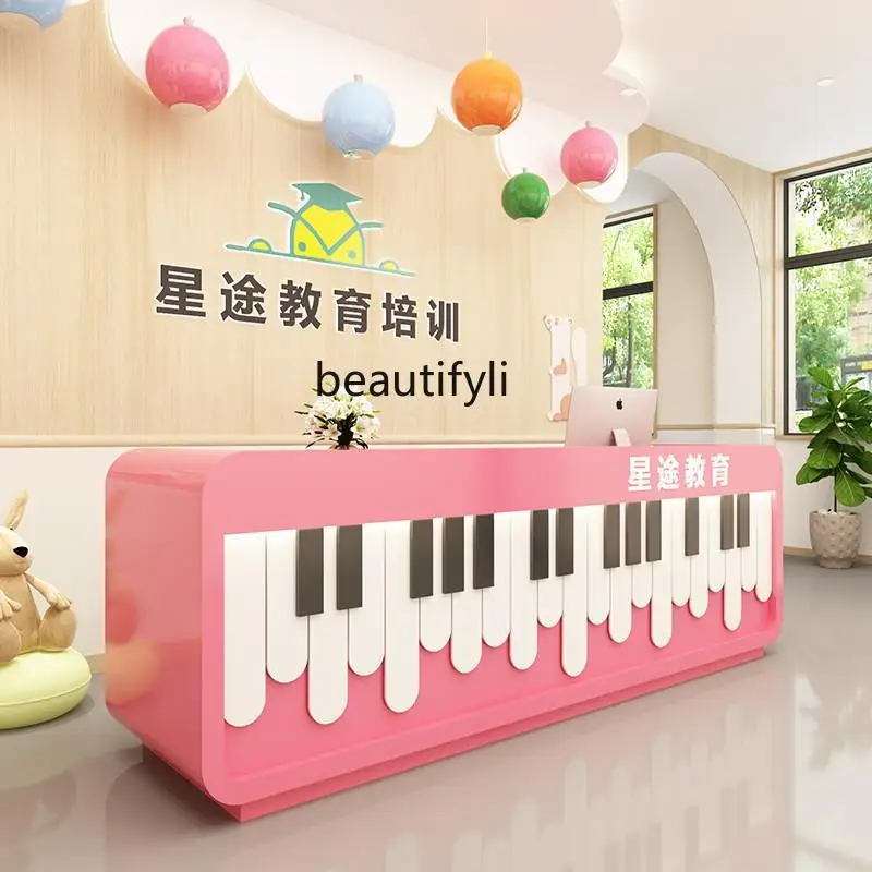 Music center front desk piano training institution bar counter kindergarten checkout page interest class reception desk