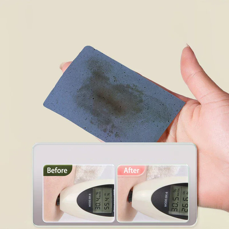 100개 대나무 숯 페이셜 오일 흡수 종이 거울&메이크업 퍼프 포함 휴대용 얼굴 리프레싱 케어 오일 컨트롤 도구 세트