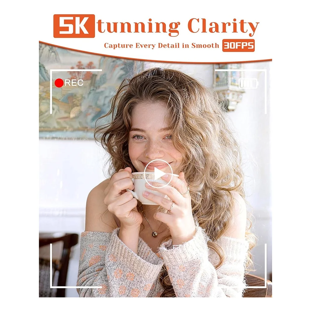 

Цифровая камера BNVN-Autofocus 5K с Wi-Fi для видеоблогов, компактная фотокамера с углом обзора 180° ° Складной экран для начинающих, подростков B