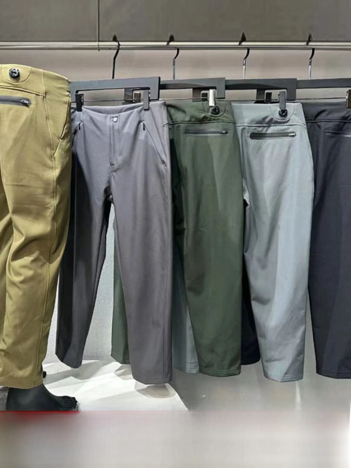 Tech Knob Adjustment System Fleece Lined Men's Soft  Casual Pants Autumn Winter Windproof Waterproof Long Trousers