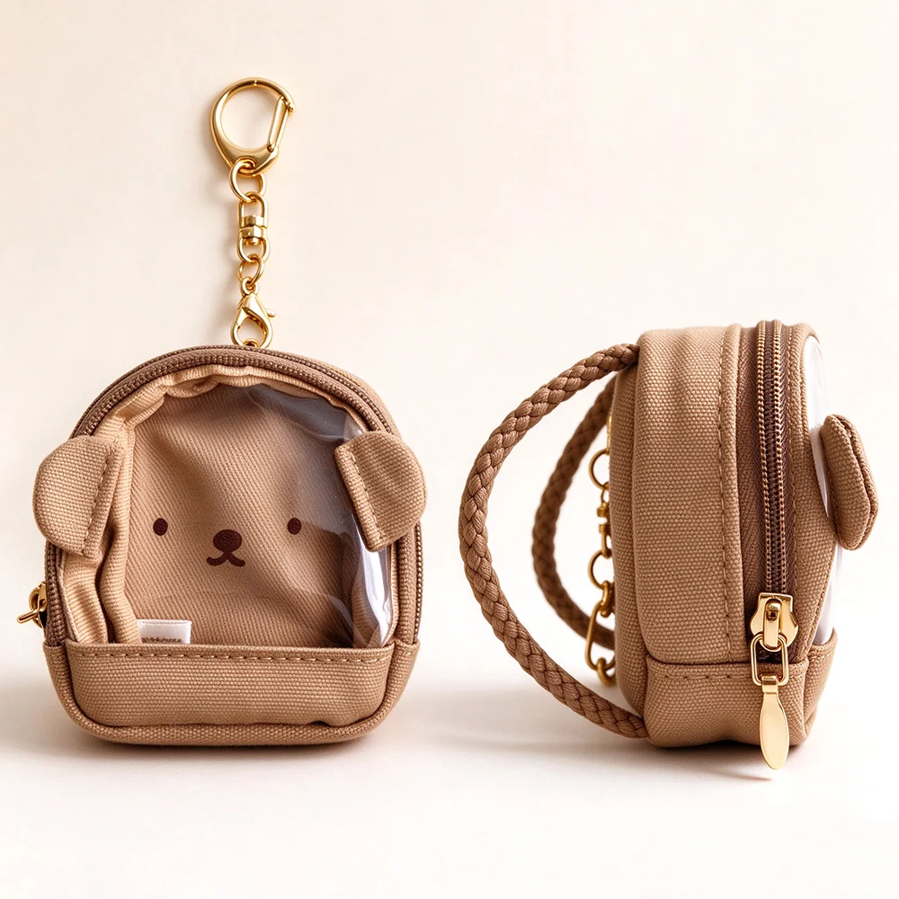 Rilakkuma Cute Coin Purse Pouch Wallet Transparent Clear Organizer Bag Keychain Kawaii Mini Backpack for Toy