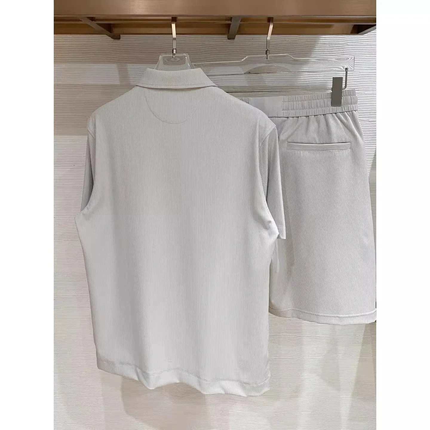 Italian BC 26 Summer Solid Color Simple Lapel Short Sleeve Shorts Set