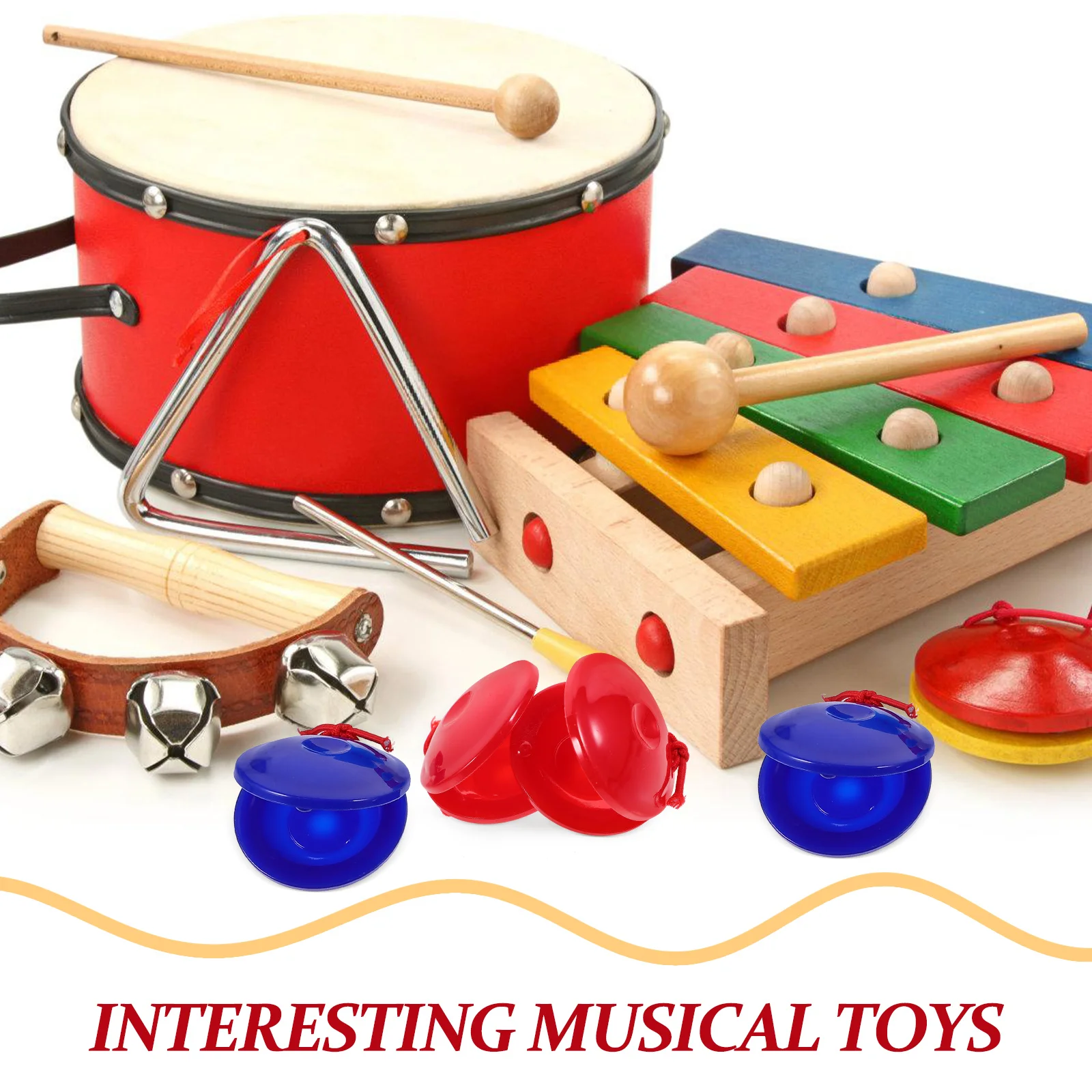 12 ชิ้น Castanets พลาสติกดนตรีการศึกษาของเล่น Orff Percussion Instruments สําหรับเด็กเล็ก