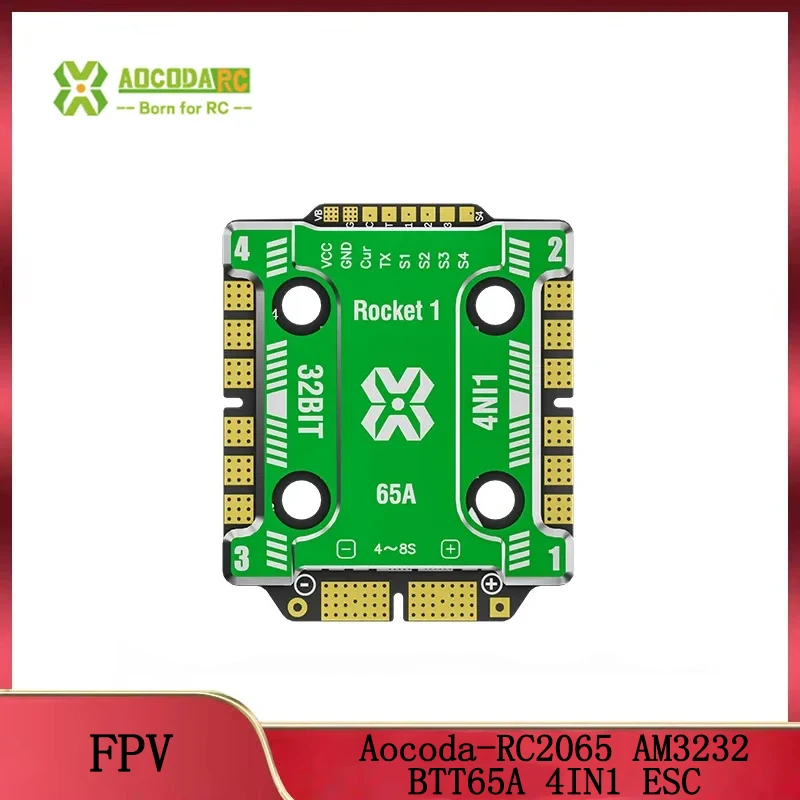 

Aocoda-RC 2065 AM32 32Bit 65A 4-IN-1 ESC 4-8S 20X20MM Integrated Ammeter DSHOT150/300/600/1200/MultiShotOneShot/PWM For Drone