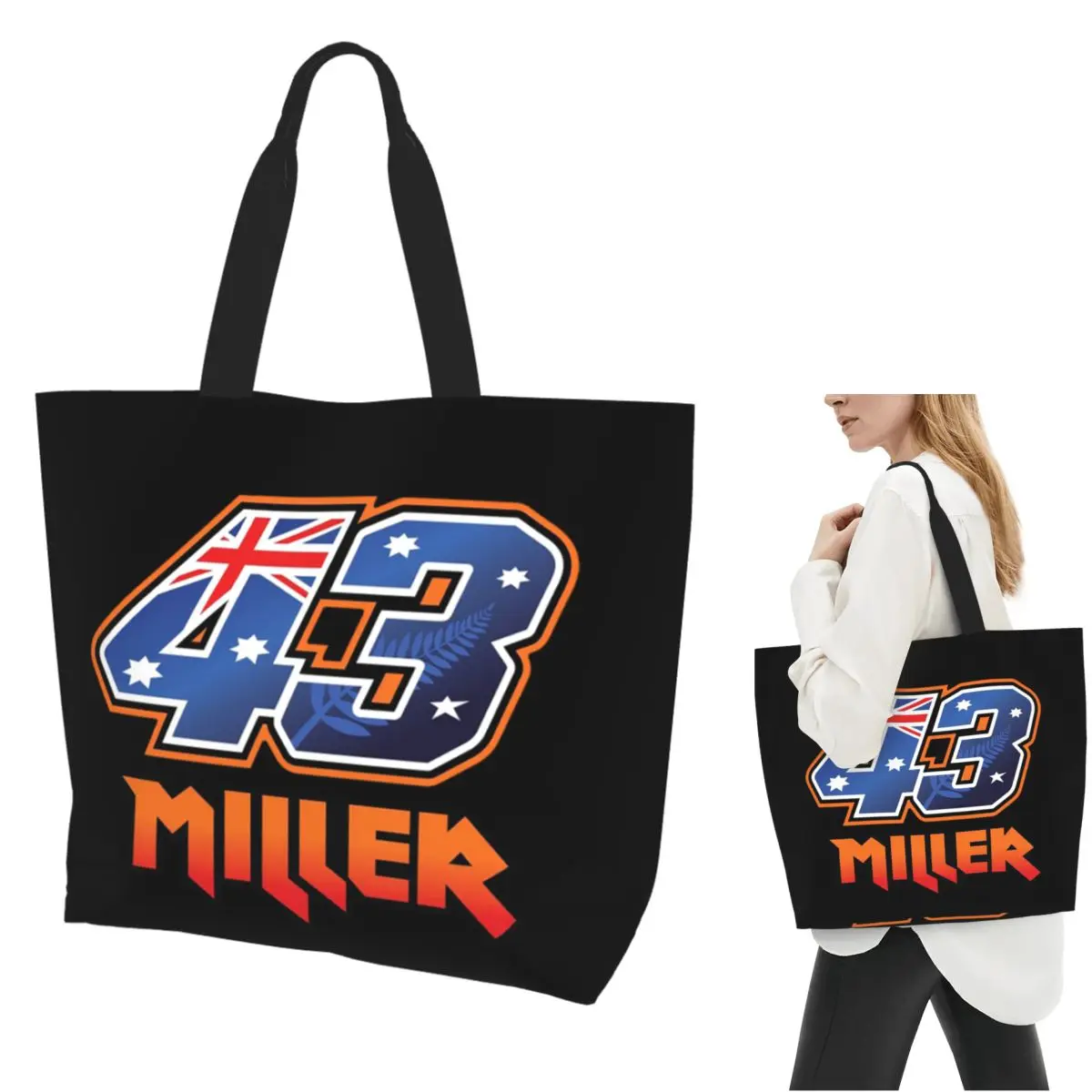 Jack Miller Number 43 Shopping Tote Bag Canvas Large Capacity Shoulder Bags Shopper Grocery Handbag for Women