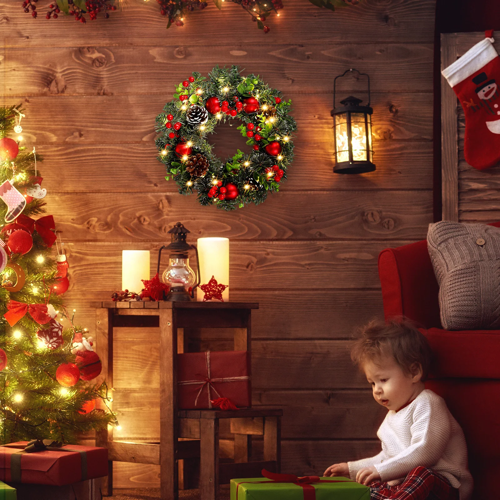 

Wreath Front Door Wall Fireplace Decoration Xmas Home Party Supplies Christmas Wall Decoration Festive Layout Props