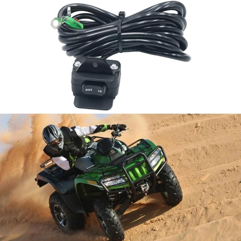 Mini 12V ATV Winch Thumb Handlebar Control Line