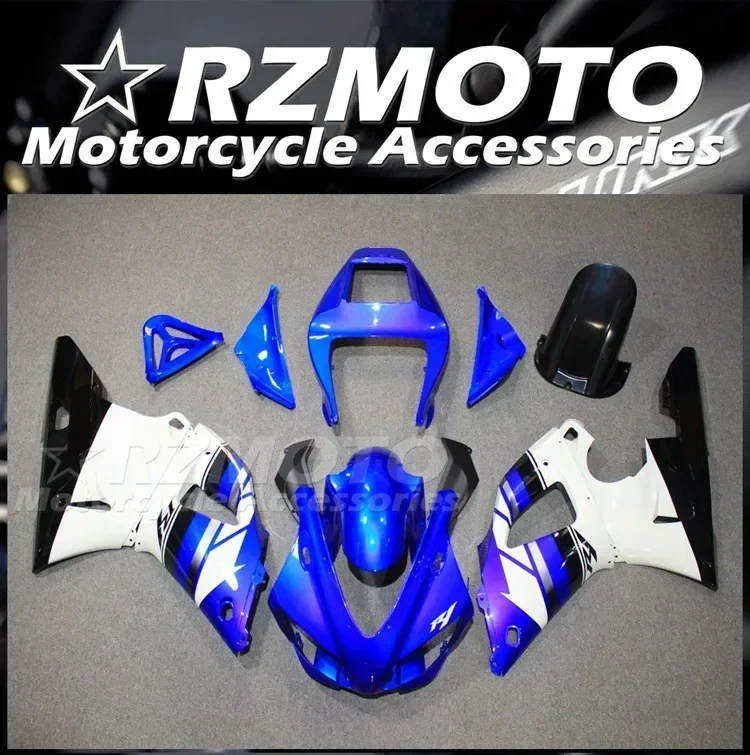 4Gifts New ABS Whole Motorcycle Fairings Kit Fit for YAMAHA YZF- R1 1998 1999 98 99 R1 Bodywork Set Custom Cool Blue White