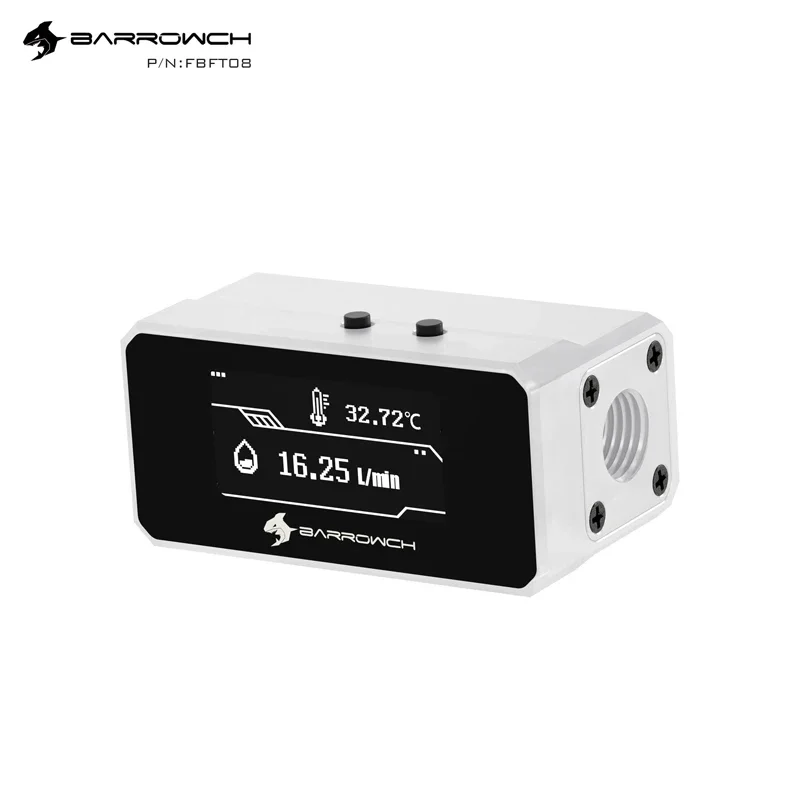 BARROWCH FBFT08, водяной термометр с цифровым дисплеем OLED, регулируемый интеллектуальный мониторинг сигнализации, расходомер жидкости на заказ