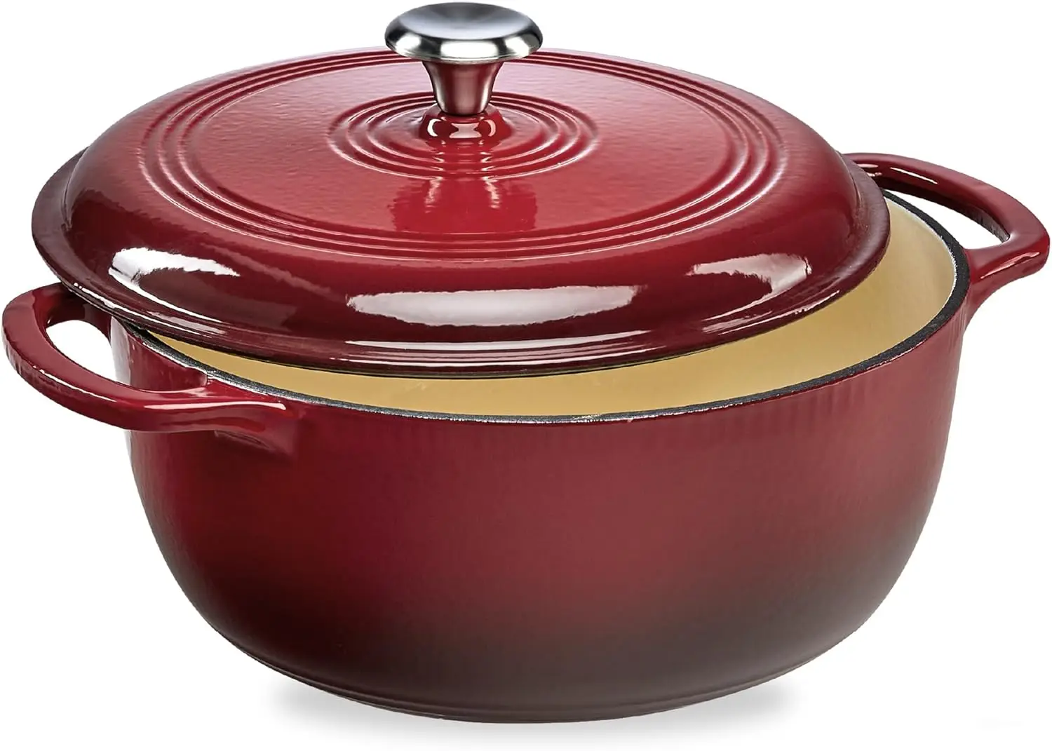 

6 Quart Enamel Cast-Iron Round Dutch Oven, Family Style Heavy-Duty Pre-Seasoned Cookware for Home, Kitchen, Dining Room, Oven Sa