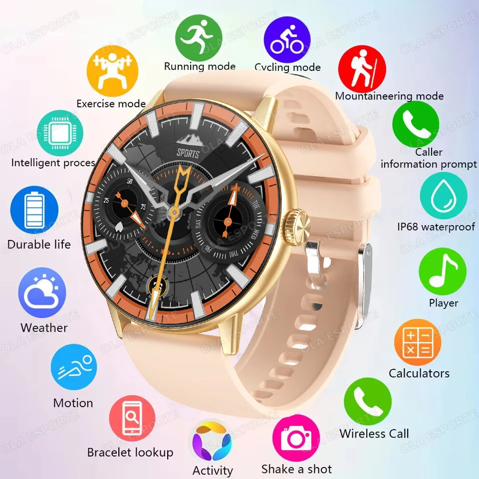 

2025 New Military Smart Watch Men Voice Assistant Health Monitoring AMOLED 5ATM Waterproof GPS Sports Tracker BT Call Smartwatch