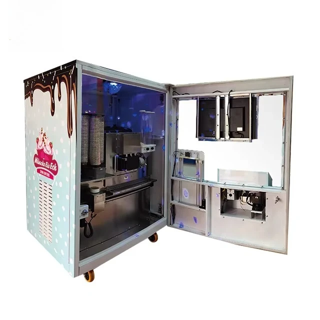 Customized Automatic Coin Operated Soft Serve Ice Cream Vending Machine 24 Hours Service Self Vending Machine for Business